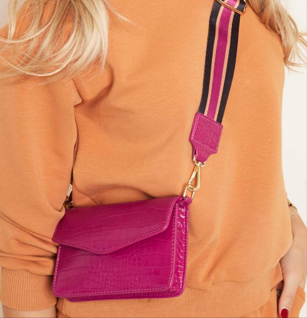 Bolso Croco con asa ancha Rosa