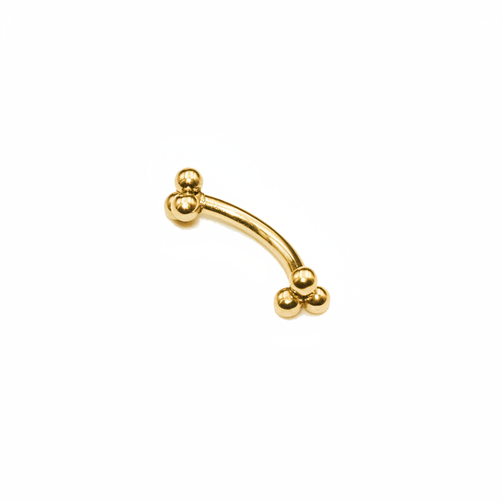 Piercing para barra curva con puntos dorados - Acero quirúrgico