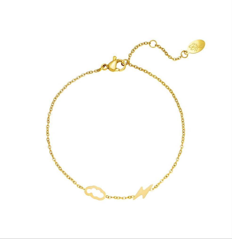 Armband Wolk Bliksem Goudkleurig - Roestvrij Staal