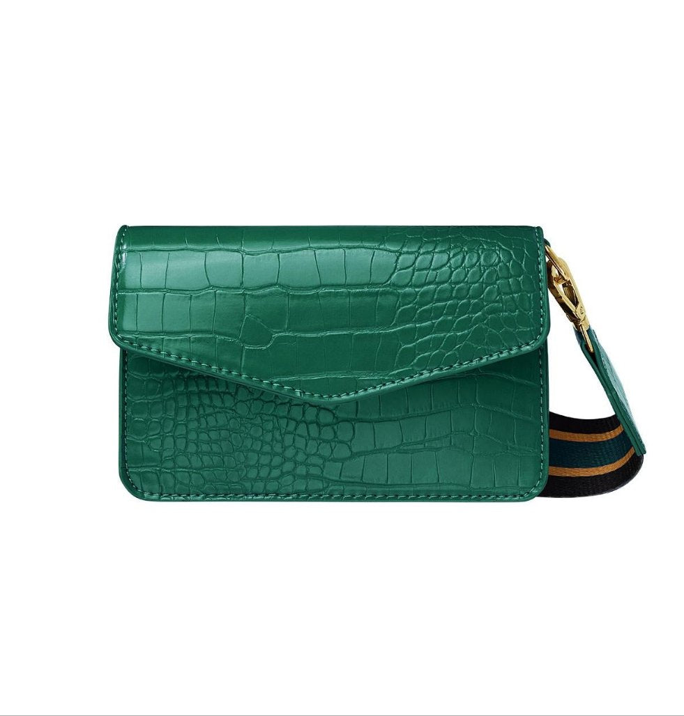 Bolso Croco con asa ancha Verde