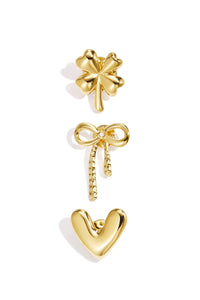 Elegant Gold-Toned Stainless Steel Brooch Set