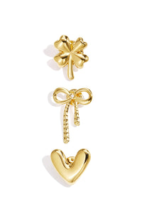 Elegant Gold-Toned Stainless Steel Brooch Set