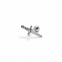 Zilverkleurige Barbell Piercing Dolk Chirurgisch Staal – Edgy Design