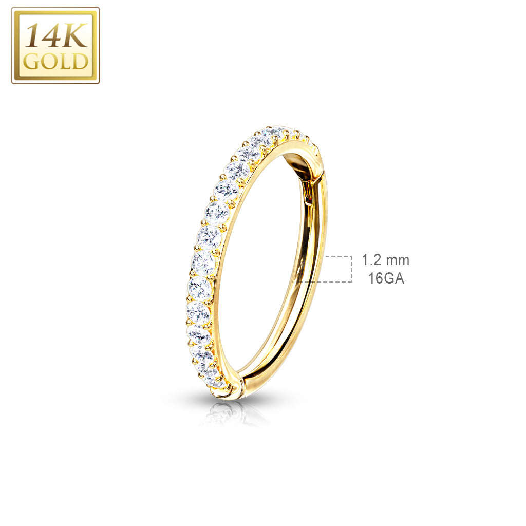 Anillo clic oro 14kt con circonita lateral - oro