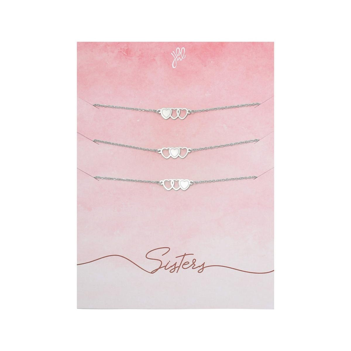 Armbanden Sisters Set Hartjes Zilverkleurig - Roestvrij Staal