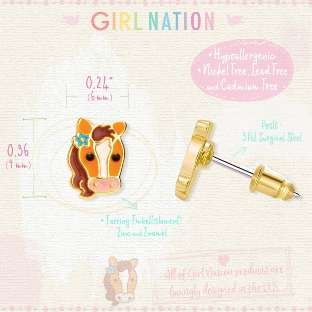 Pendientes Niños Caballo Niña Nación Hipoalergénicos