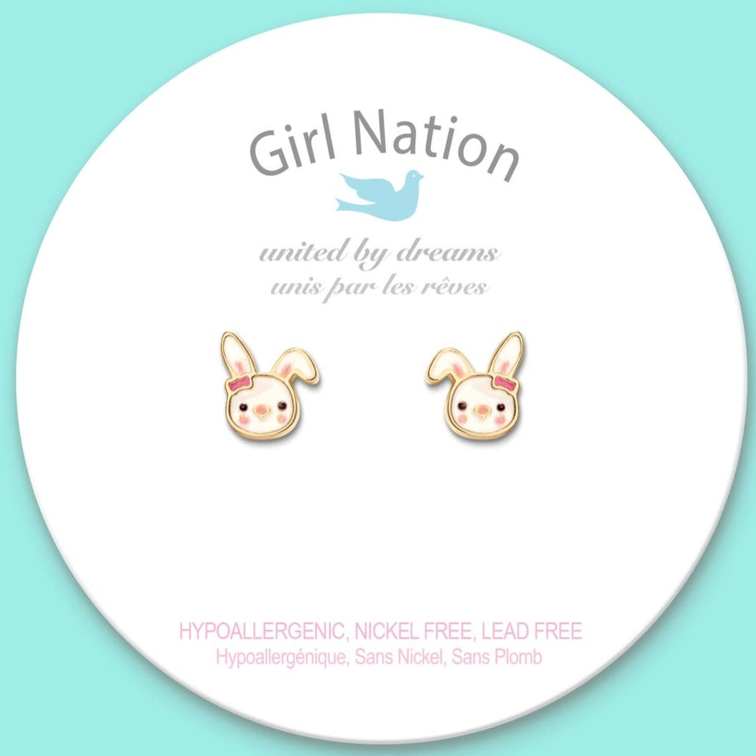 Pendientes hipoalergénicos de la Nación de Conejitas Saltadoras para Niños