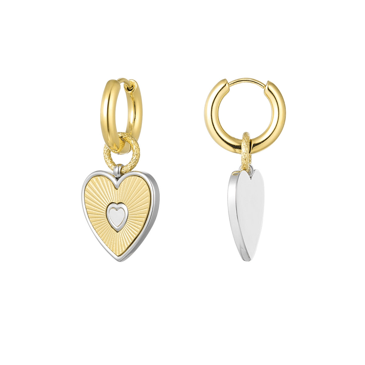 Pendientes Corazón Concha Bicolor - Acero Inoxidable