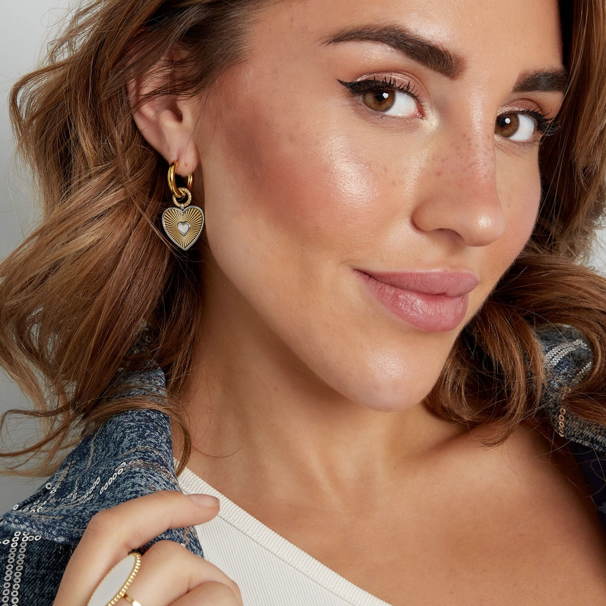 Pendientes Corazón Concha Bicolor - Acero Inoxidable