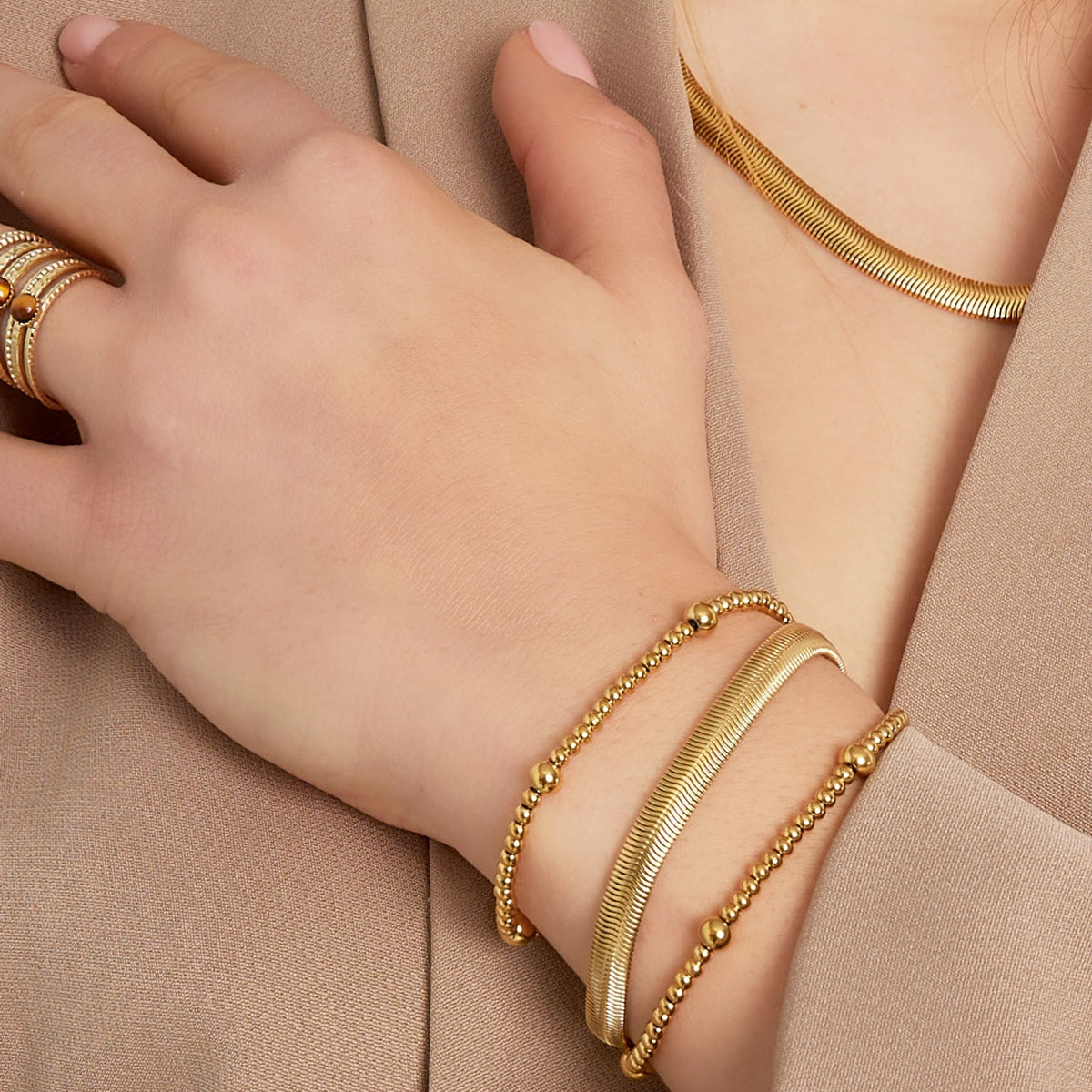 Armband Plat Glad Goudkleurig