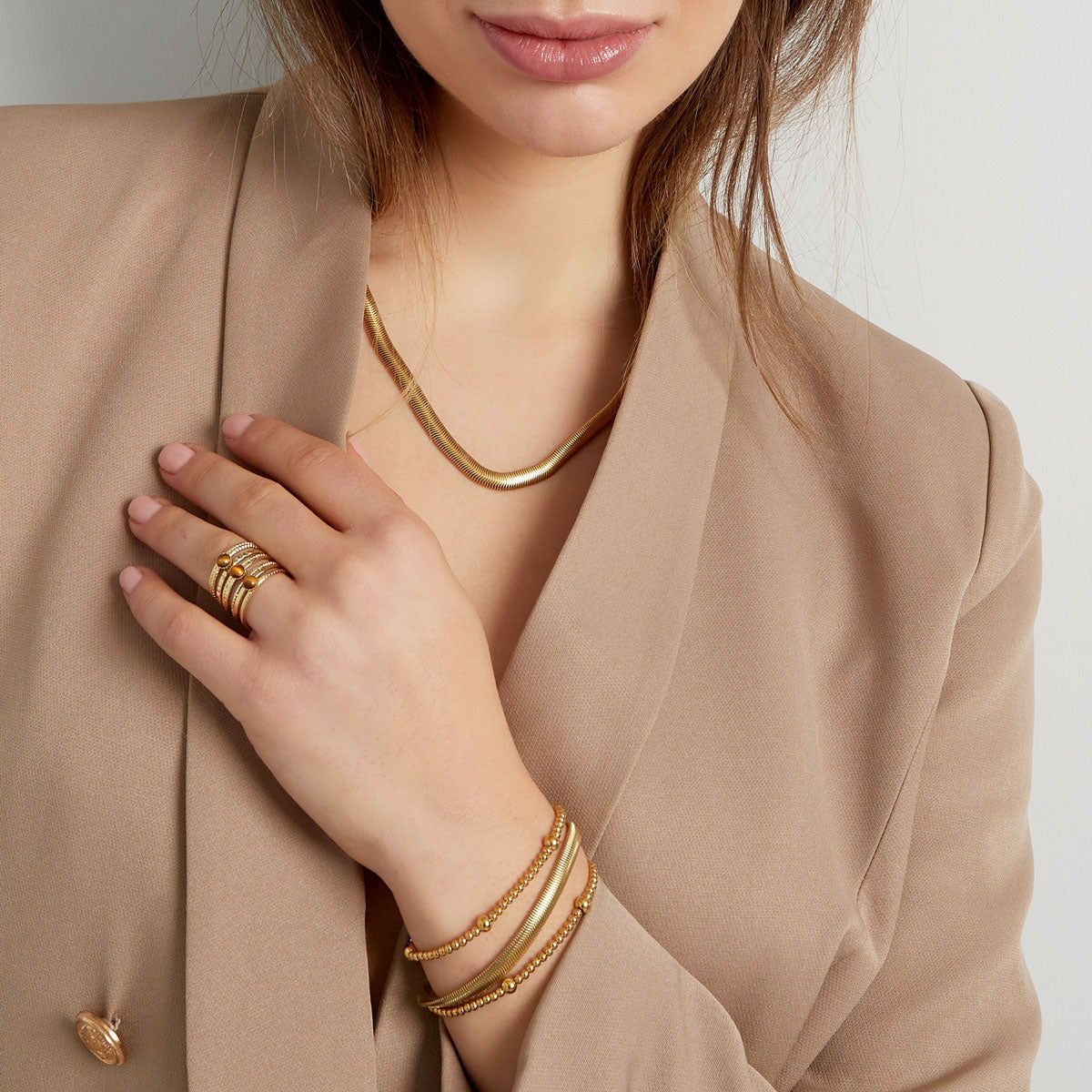 Armband Plat Glad Goudkleurig