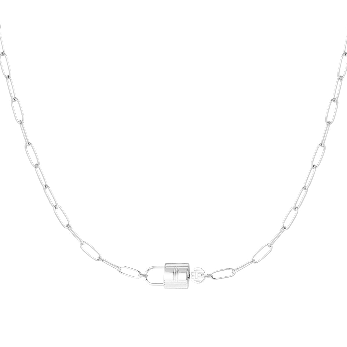 Candado de cadena y llave de color plateado