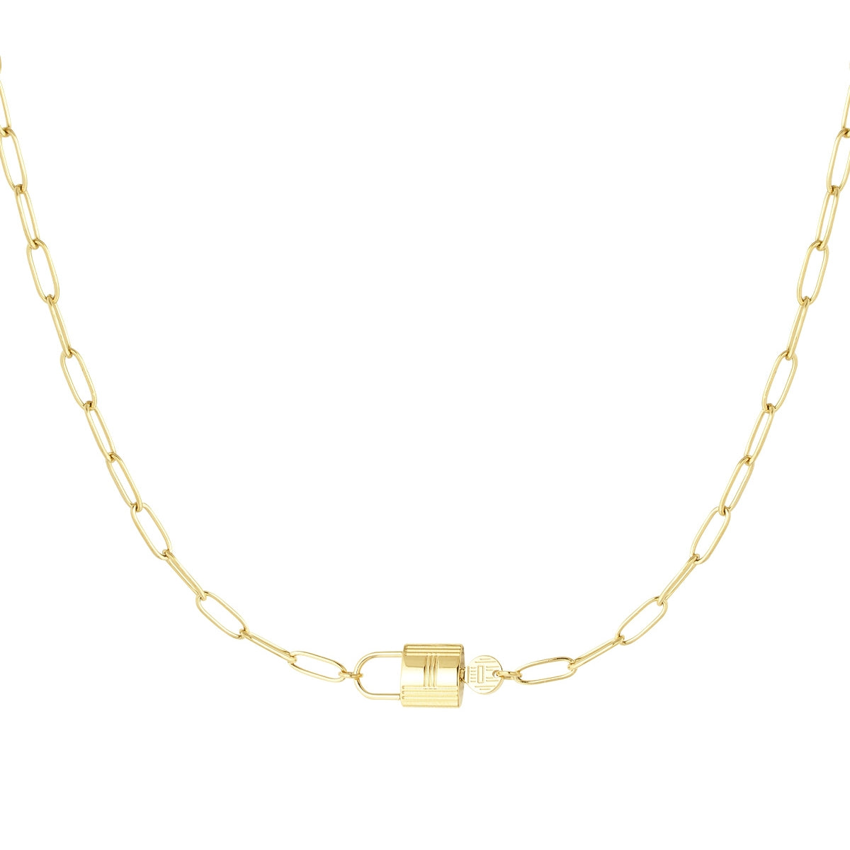 Collar Candado y Llave Color Dorado