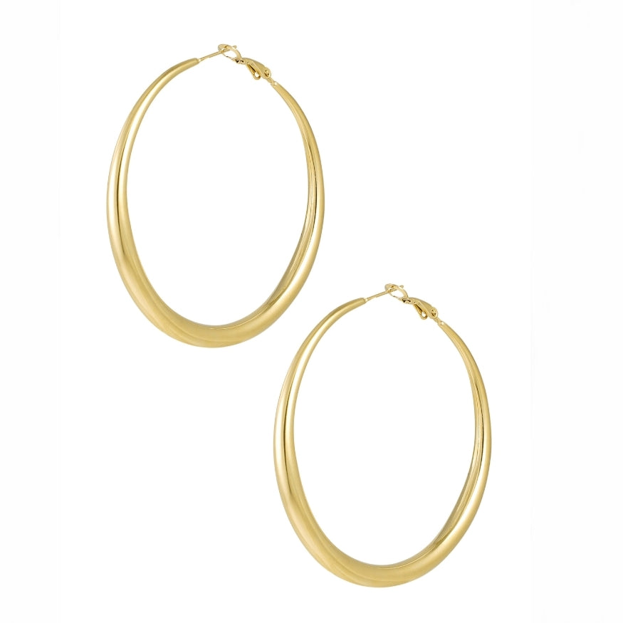 Pendientes de aro clásicos dorados - Acero inoxidable