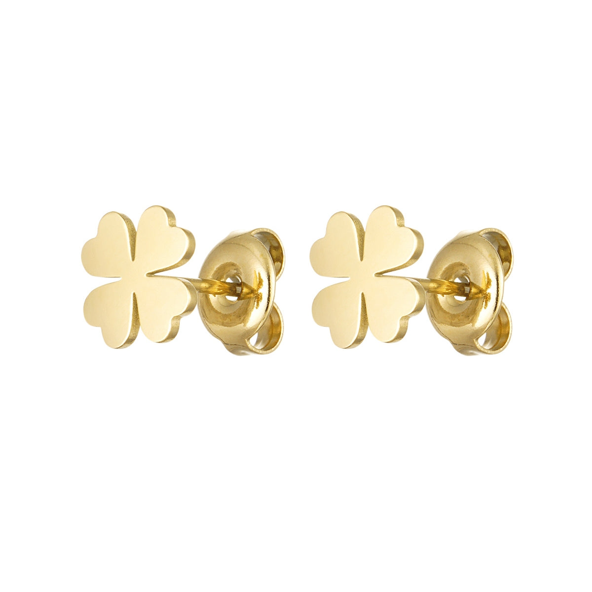 Pendientes de trébol de cuatro hojas dorados - Acero inoxidable