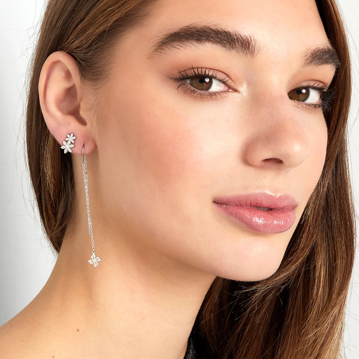 Pendientes de flores color plata - acero inoxidable