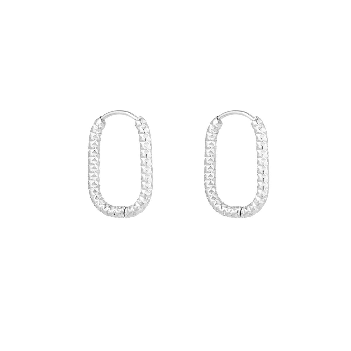 Pendientes Acanalados Alargados Color Plata - Acero Inoxidable