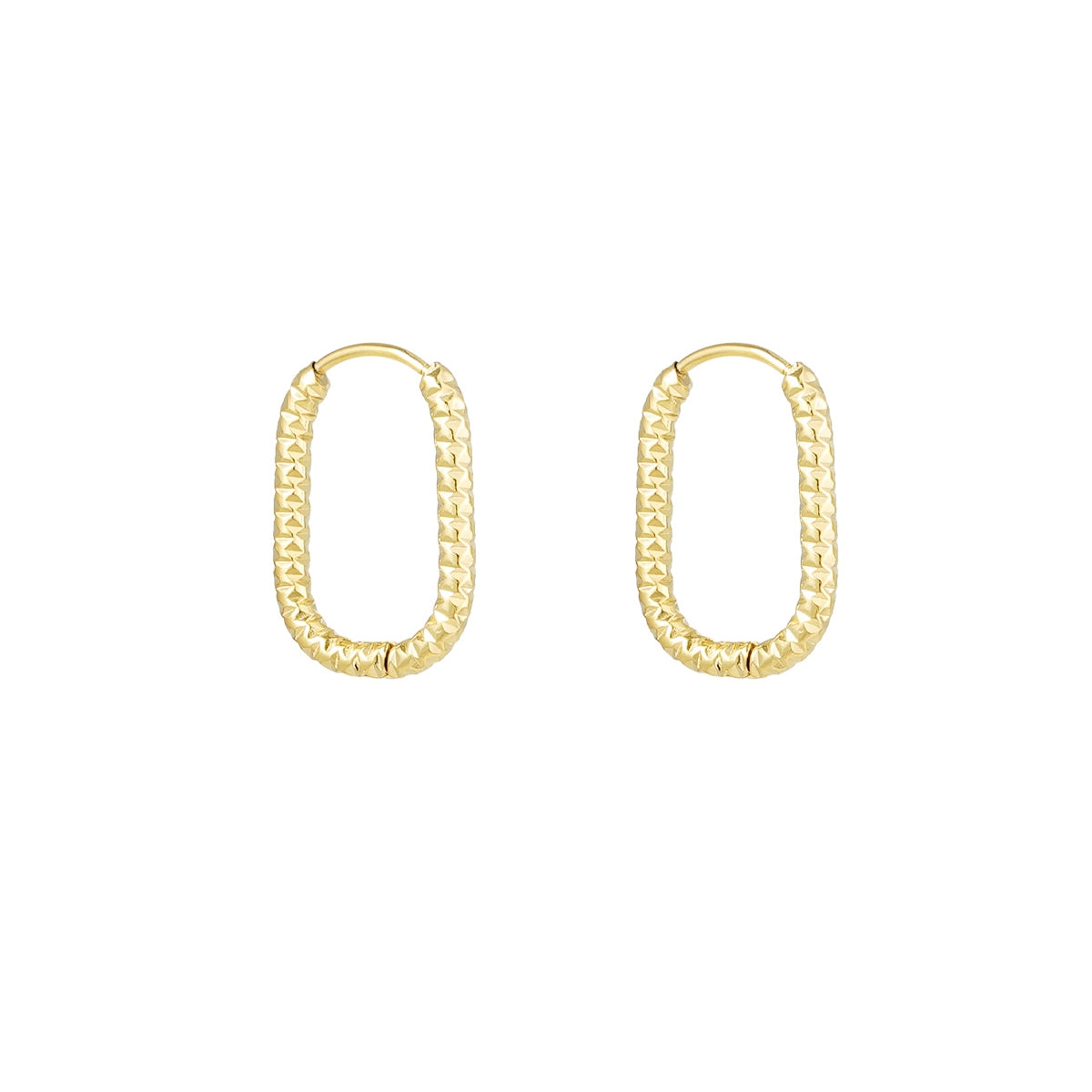 Pendientes Acanalados Alargados Color Dorado - Acero Inoxidable