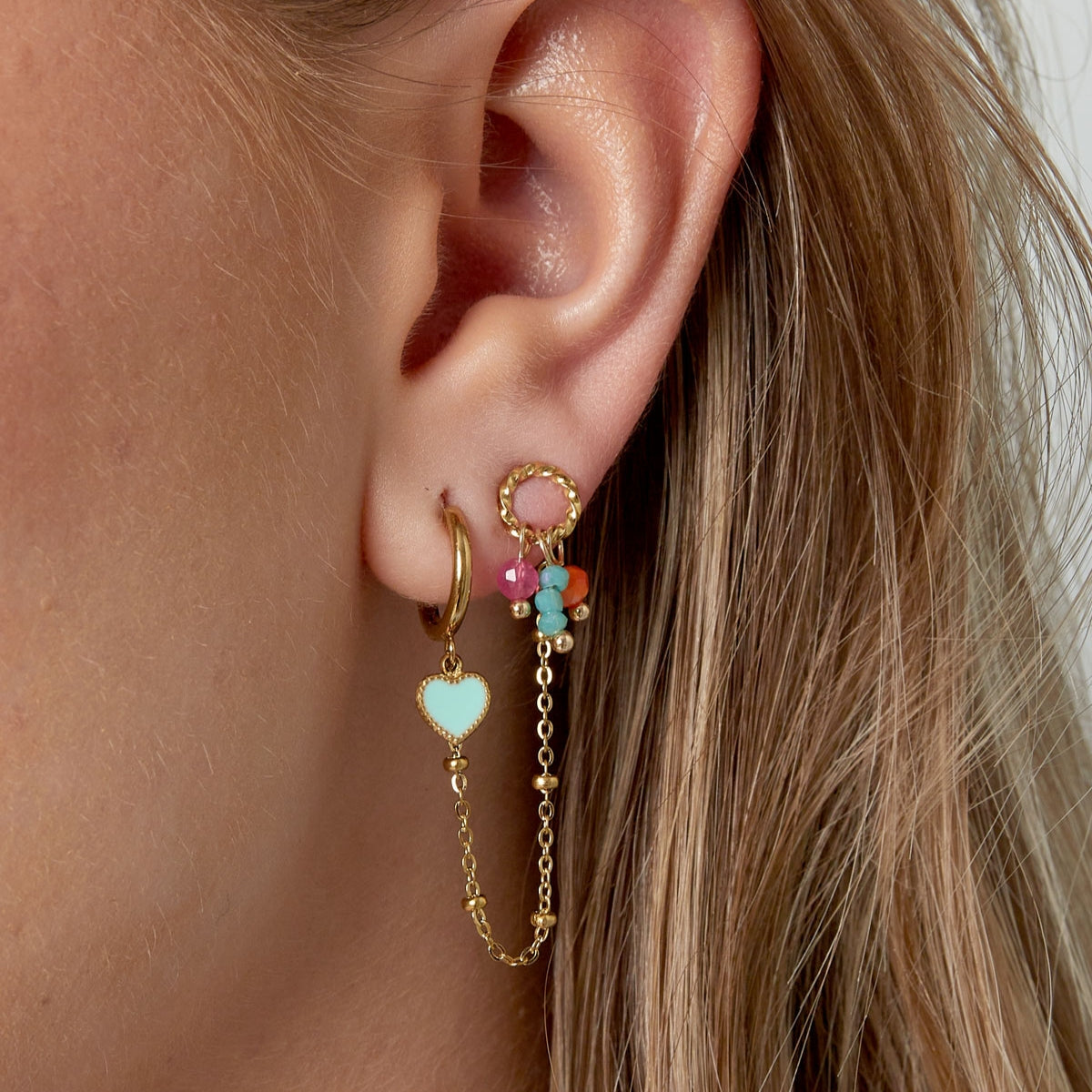 Pendiente individual Summer Love Rosa Naranja - Acero inoxidable