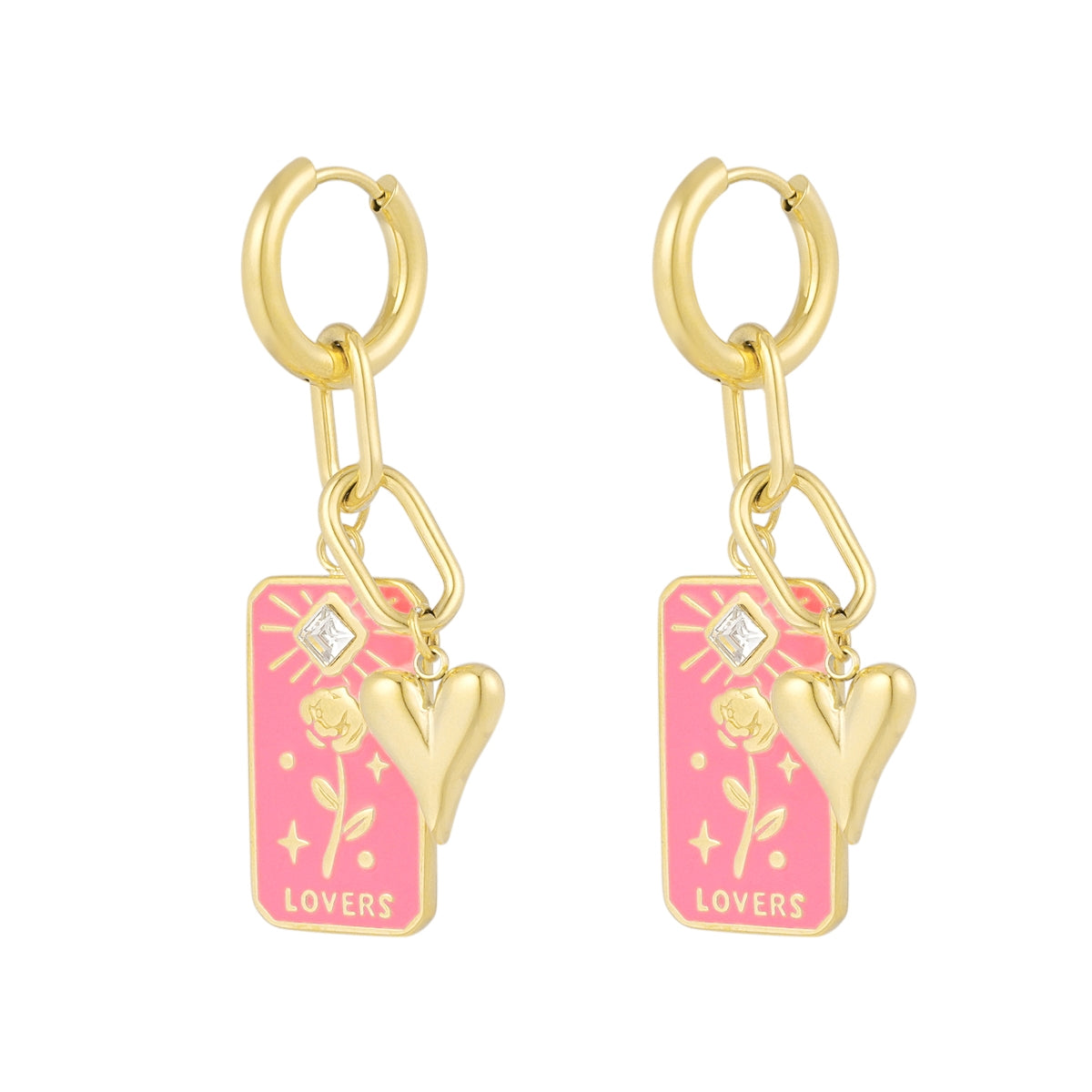 Pendientes Chunky Lovers Rosa - Acero Inoxidable
