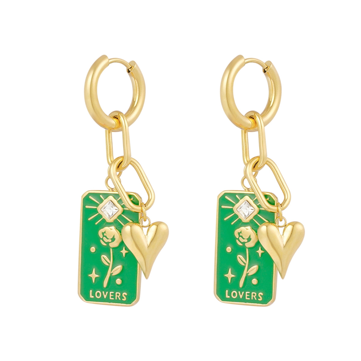 Pendientes Chunky Lovers Green - Acero inoxidable