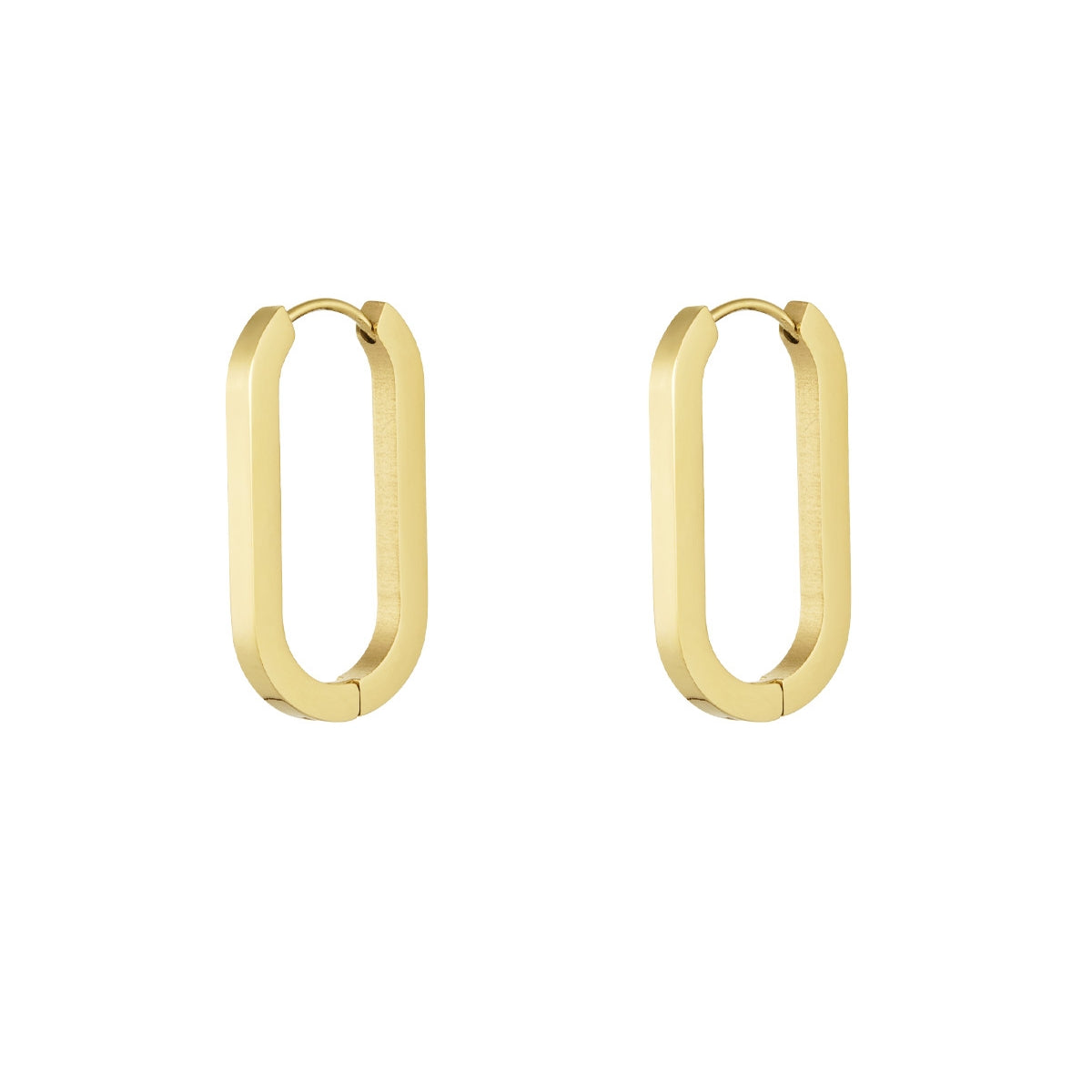 Pendientes Básicos Ovalados Grandes Color Dorado