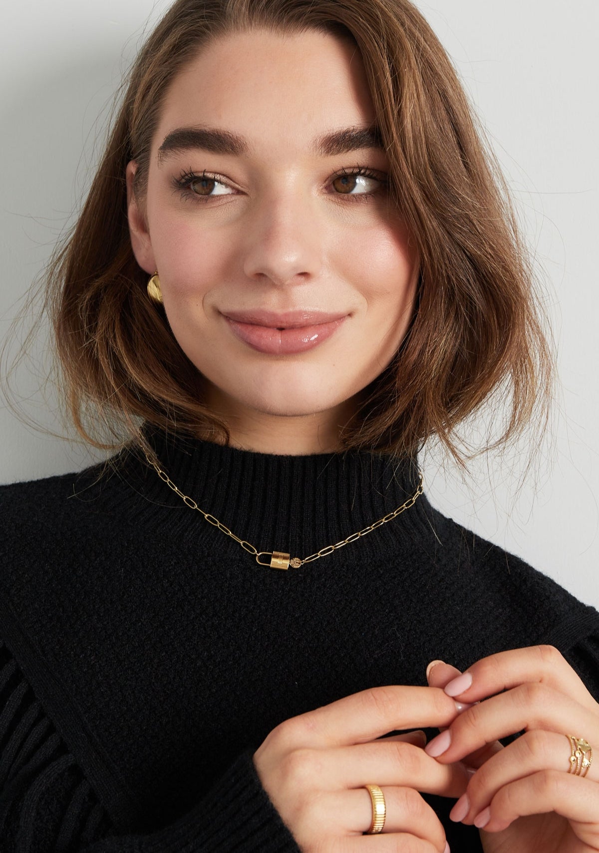 Collar Candado y Llave Color Dorado