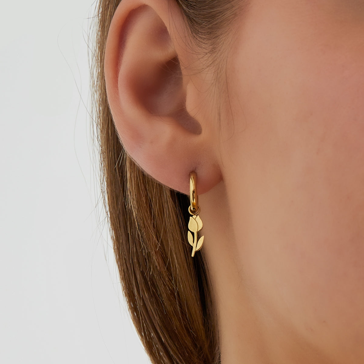 Pendientes Tulipán Color Oro - Acero Inoxidable