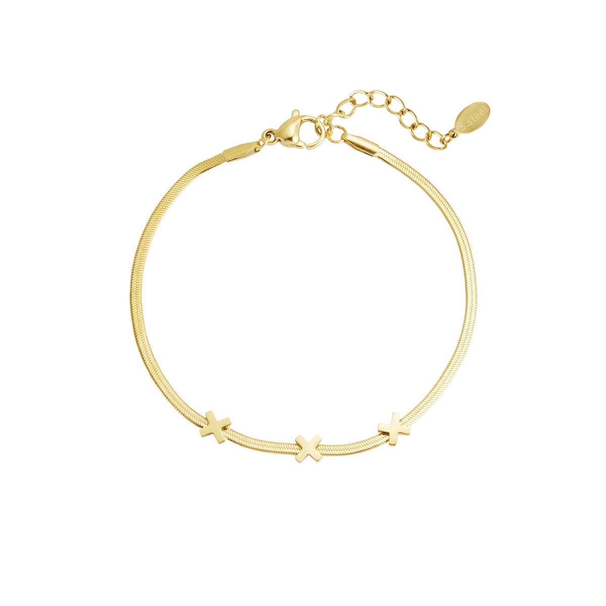Armband Drie Kruisjes Goudkleurig - Roestvrij Staal