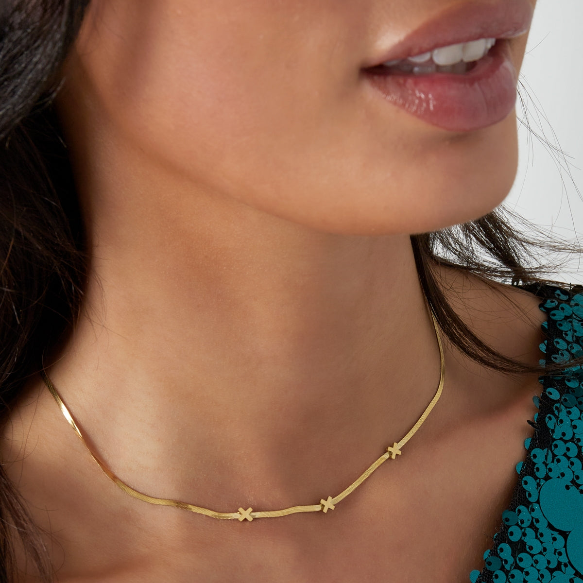 Collar Tres Cruces Color Plata - Acero Inoxidable