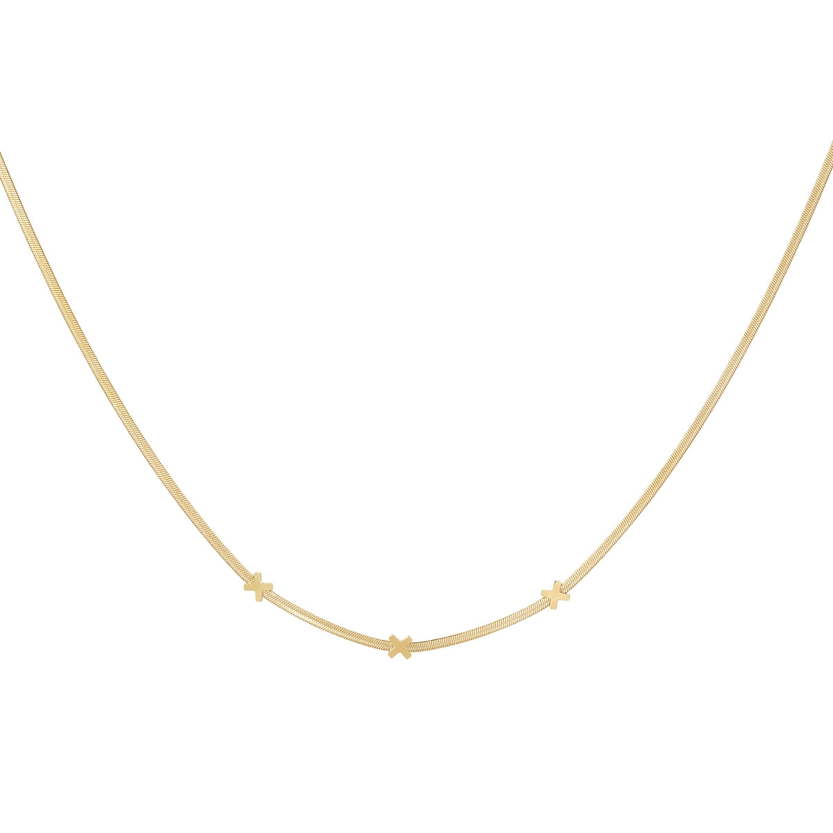 Collar Tres Cruces Color Oro - Acero Inoxidable