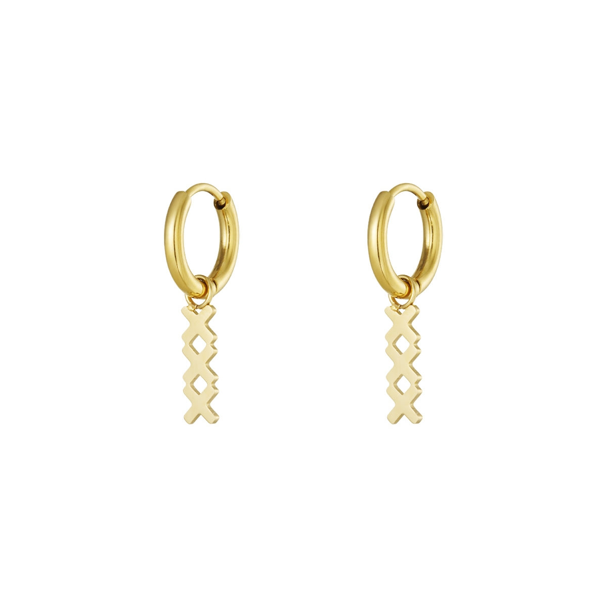 Pendientes de cruz de Ámsterdam dorados - Acero inoxidable