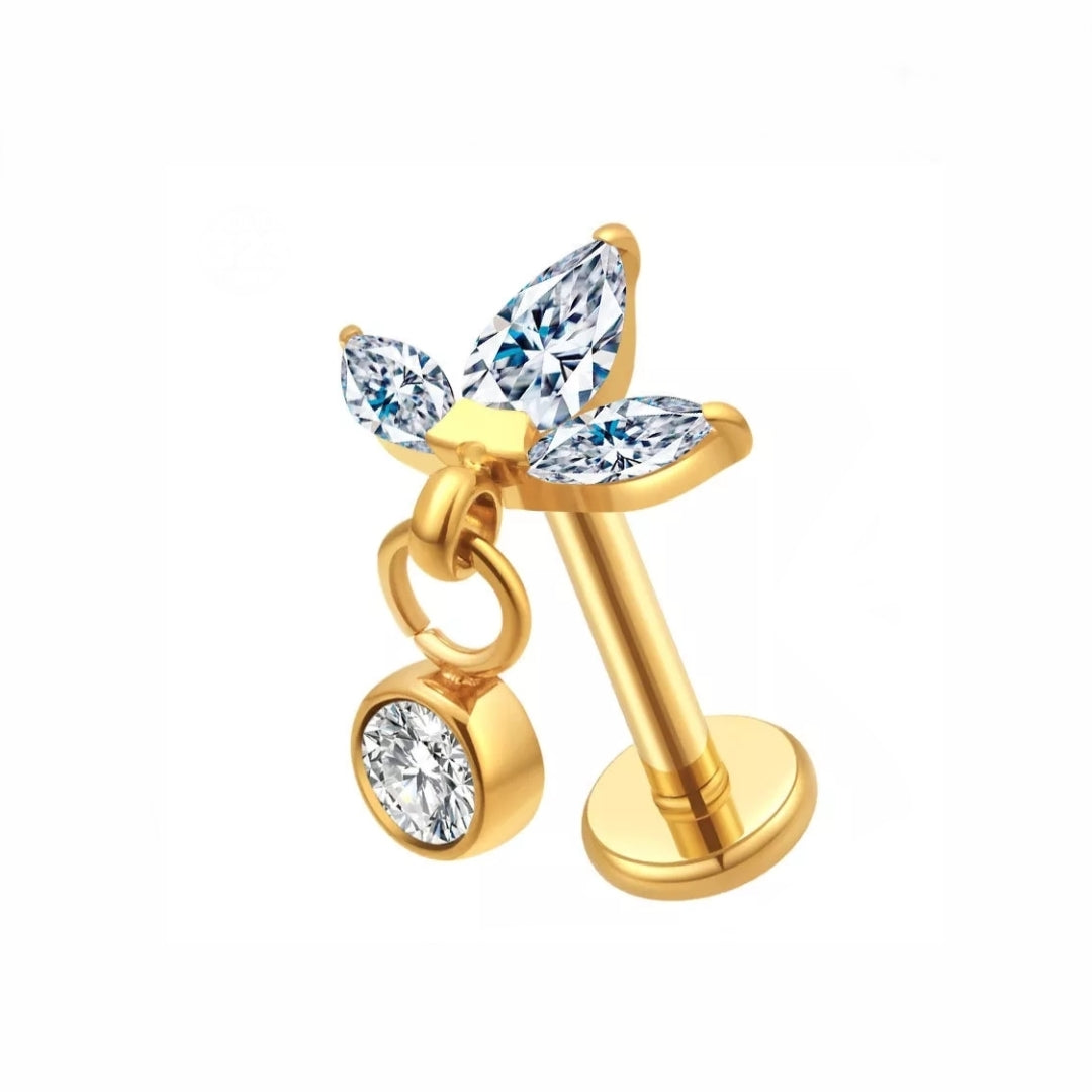 Colgante Labret Titanio Marquesa Color Dorado