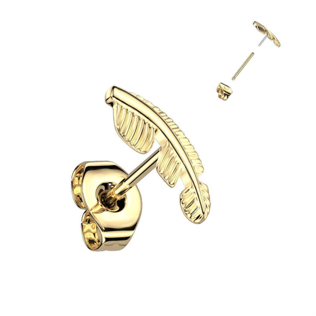 Pendientes de plumas doradas - Titanio