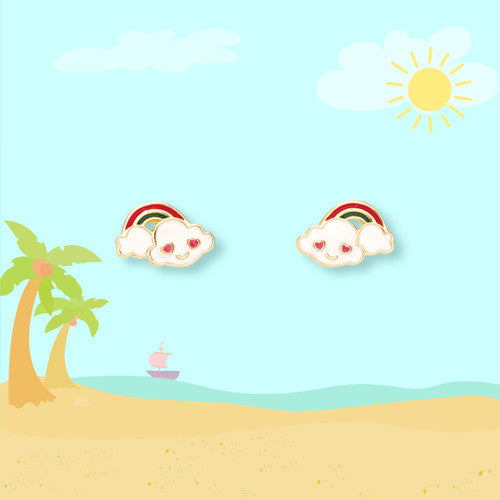 Pendientes hipoalergénicos Kids Cloud Loves Rainbow Girl Nation