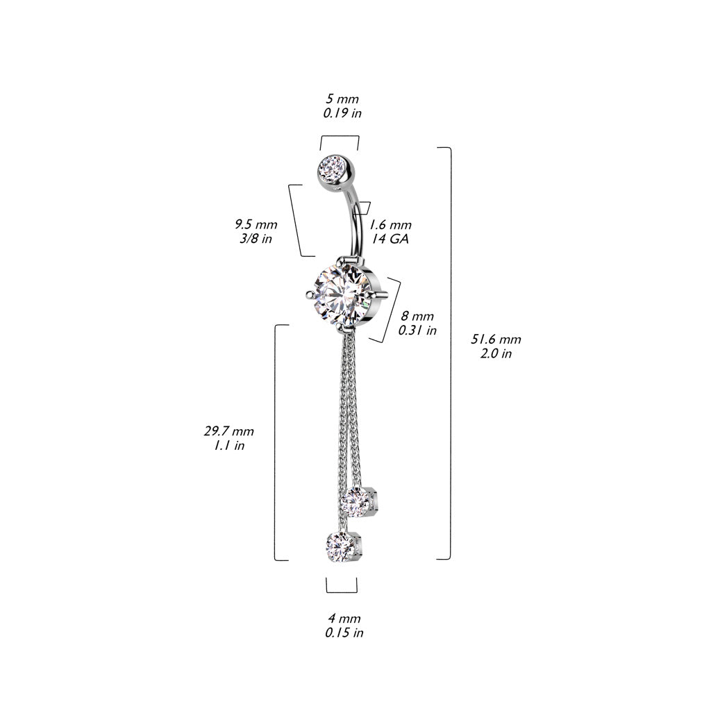 Navelpiercing Dubbel Zirconia PVD Goudkleurig – Chirurgisch Staal