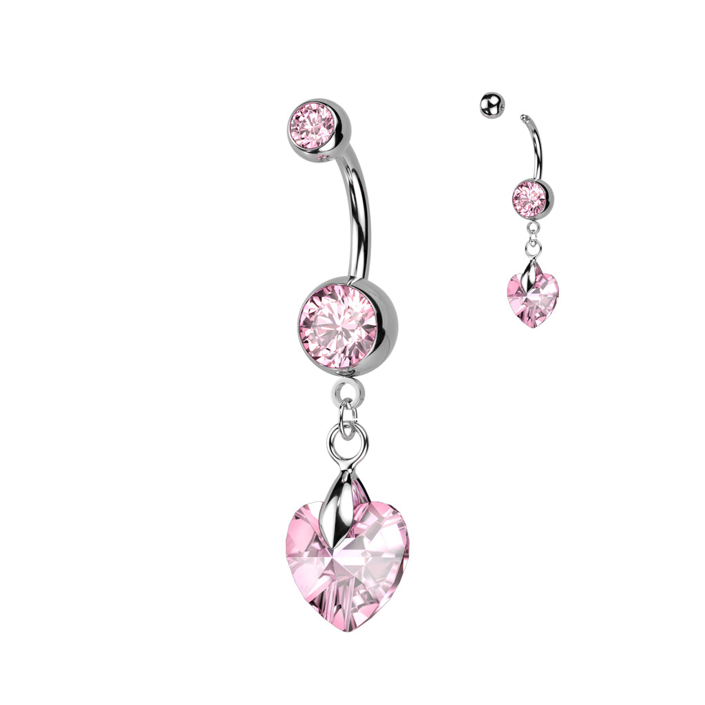 Navelpiercing Bedel Hartje Roze – Chirurgisch Staal