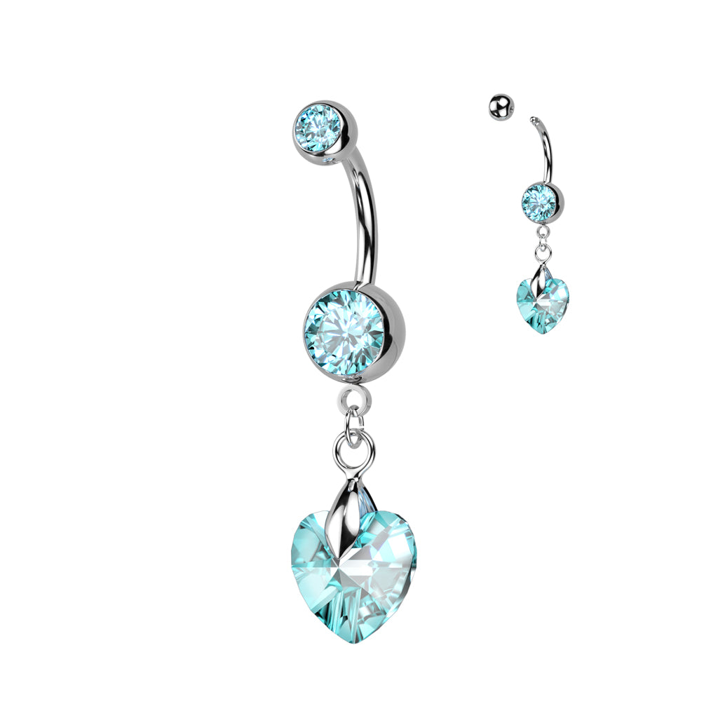 Piercing para ombligo con forma de corazón azul – Acero quirúrgico