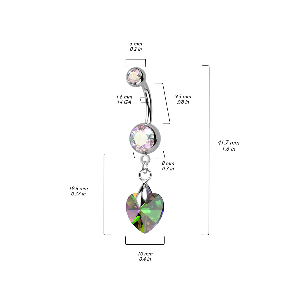 Piercing para ombligo con forma de corazón azul – Acero quirúrgico