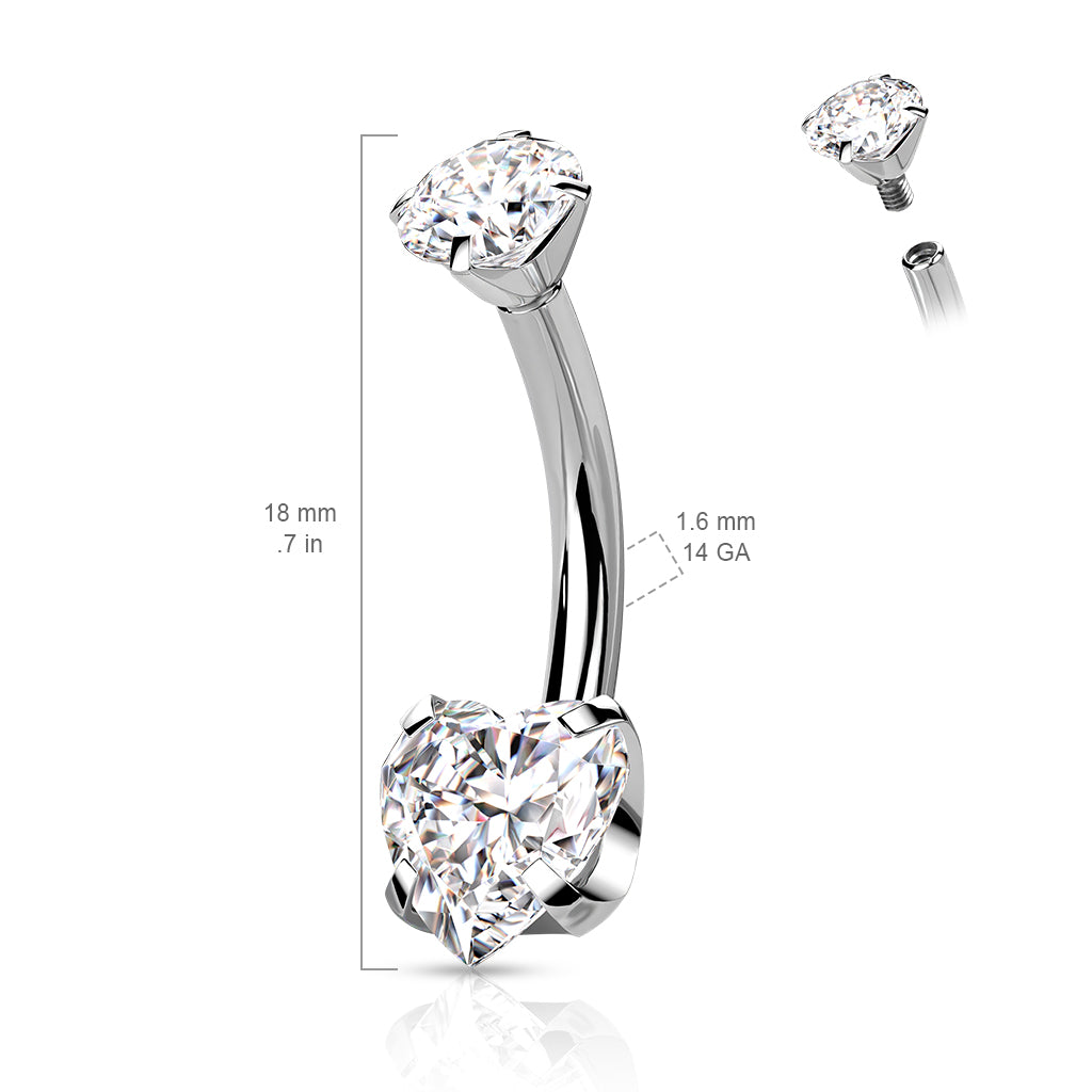 Navelpiercing hartje titanium maten