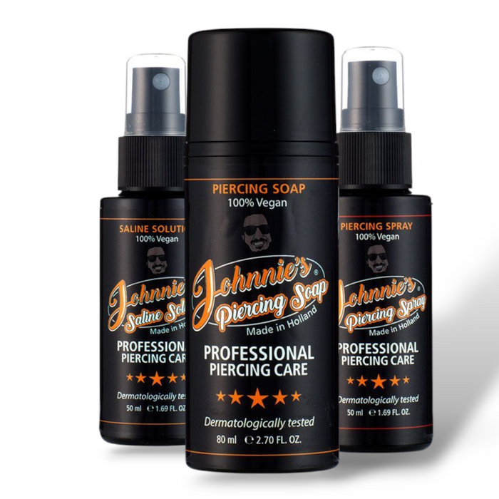 Piercing Care Set Zoutoplossing, Protect Spray & Zeep - Johnnie's® Dermatologisch Getest