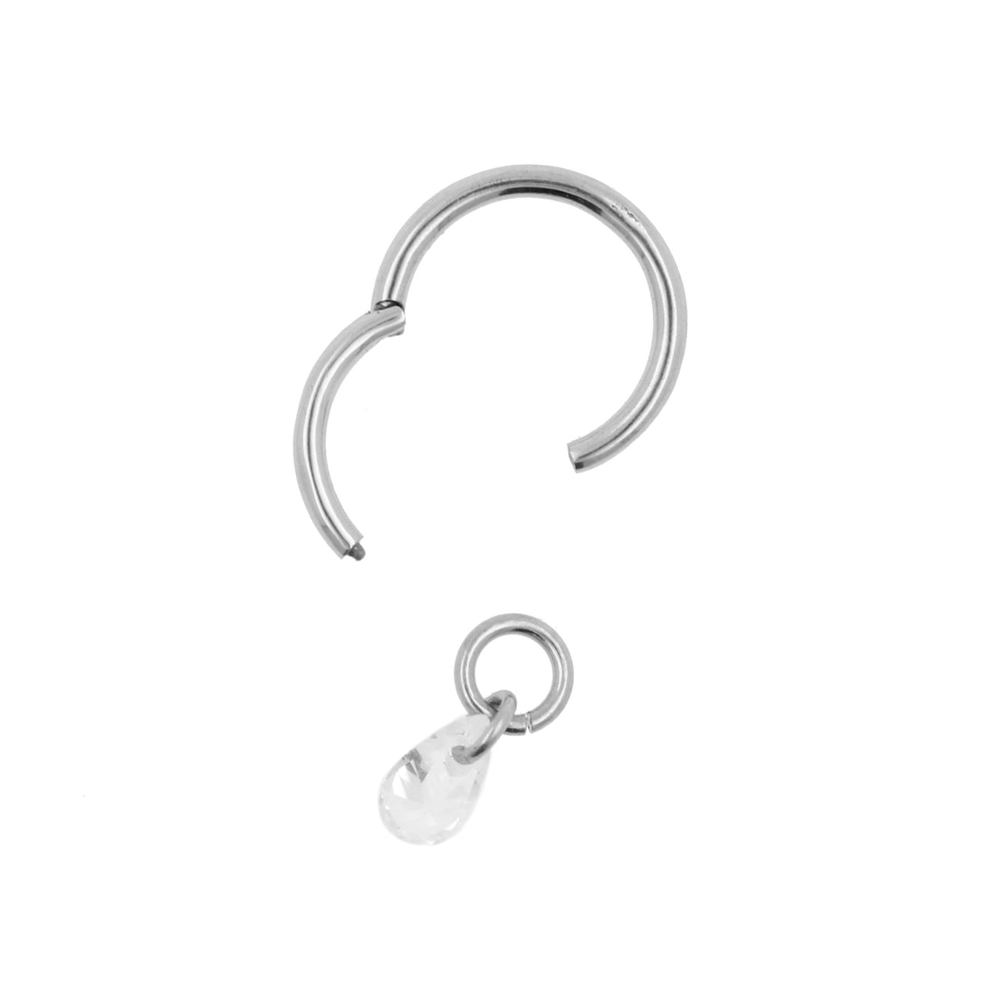 Piercing o pendiente con dije de circonita - Acero quirúrgico