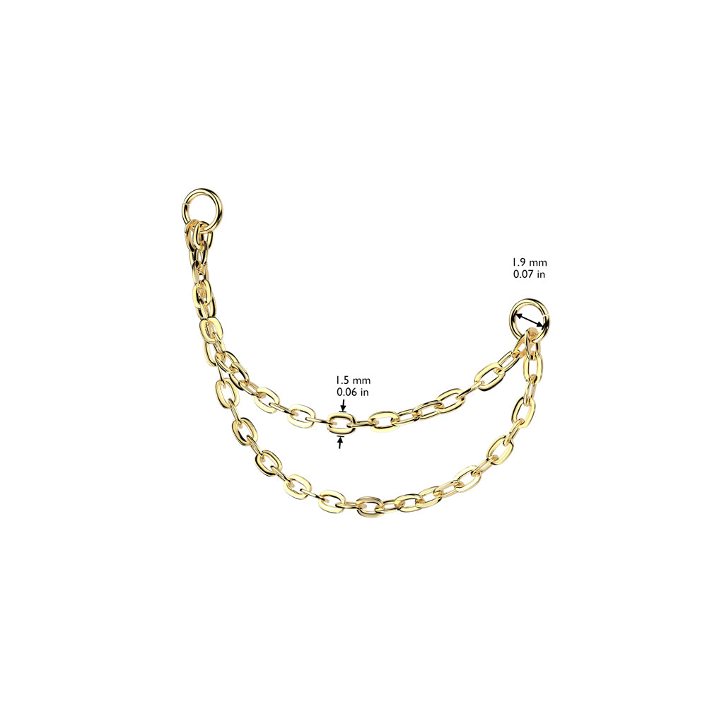 Pendiente de cadena piercing Doble Color Dorado -Titanio