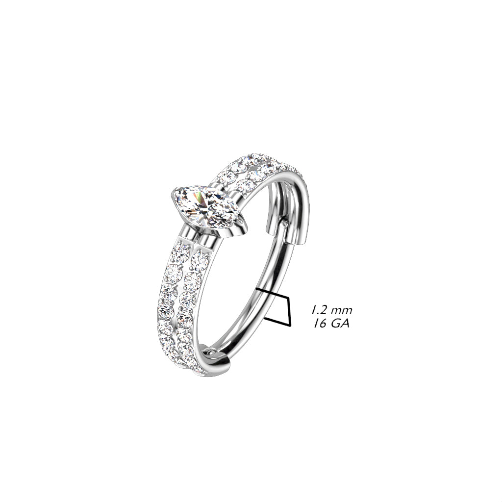 Anillo Click Titanio Doble Zirconia Marquesa