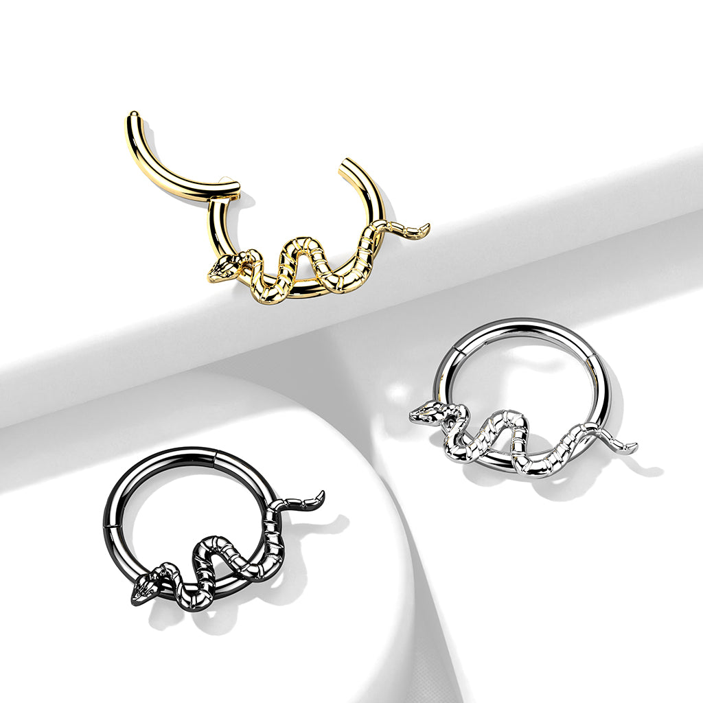 Anillo Click Serpiente Color Plata - Titanio