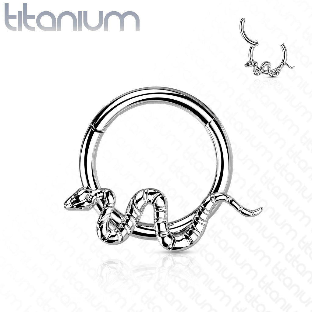 Anillo Click Serpiente Color Plata - Titanio