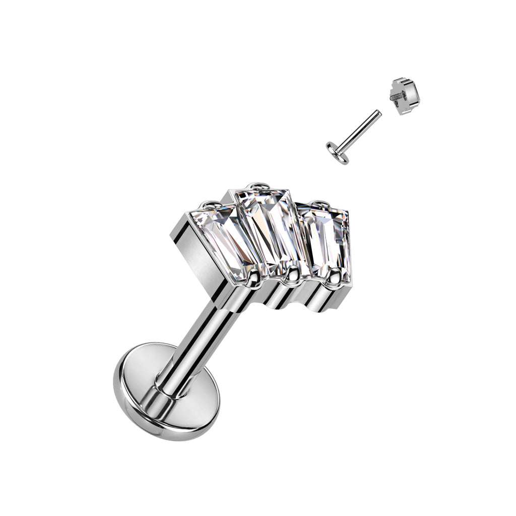 Zilverkleurige baguette labret – titanium – chic design, geschikt voor helix of tragus