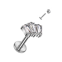 Zilverkleurige baguette labret – titanium – chic design, geschikt voor helix of tragus