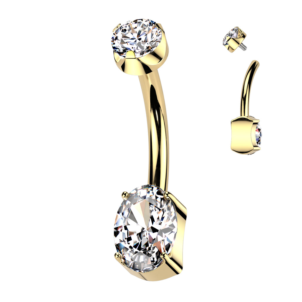 Piercing de ombligo Ovalado PVD Dorado – Titanio