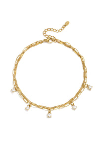 Elegant Gold-Toned Multi-Layered Anklet for Summer